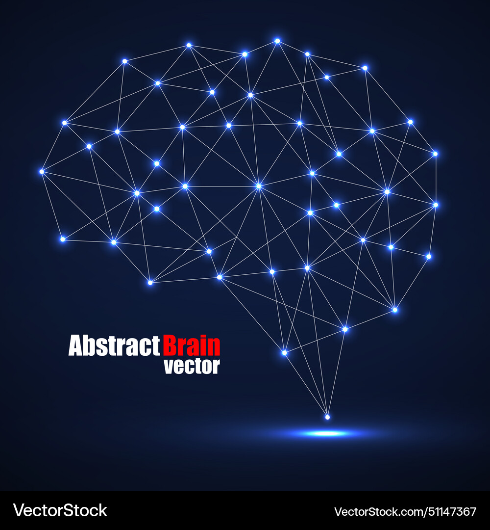 Abstract geometric brain with triangular polygons Vector Image