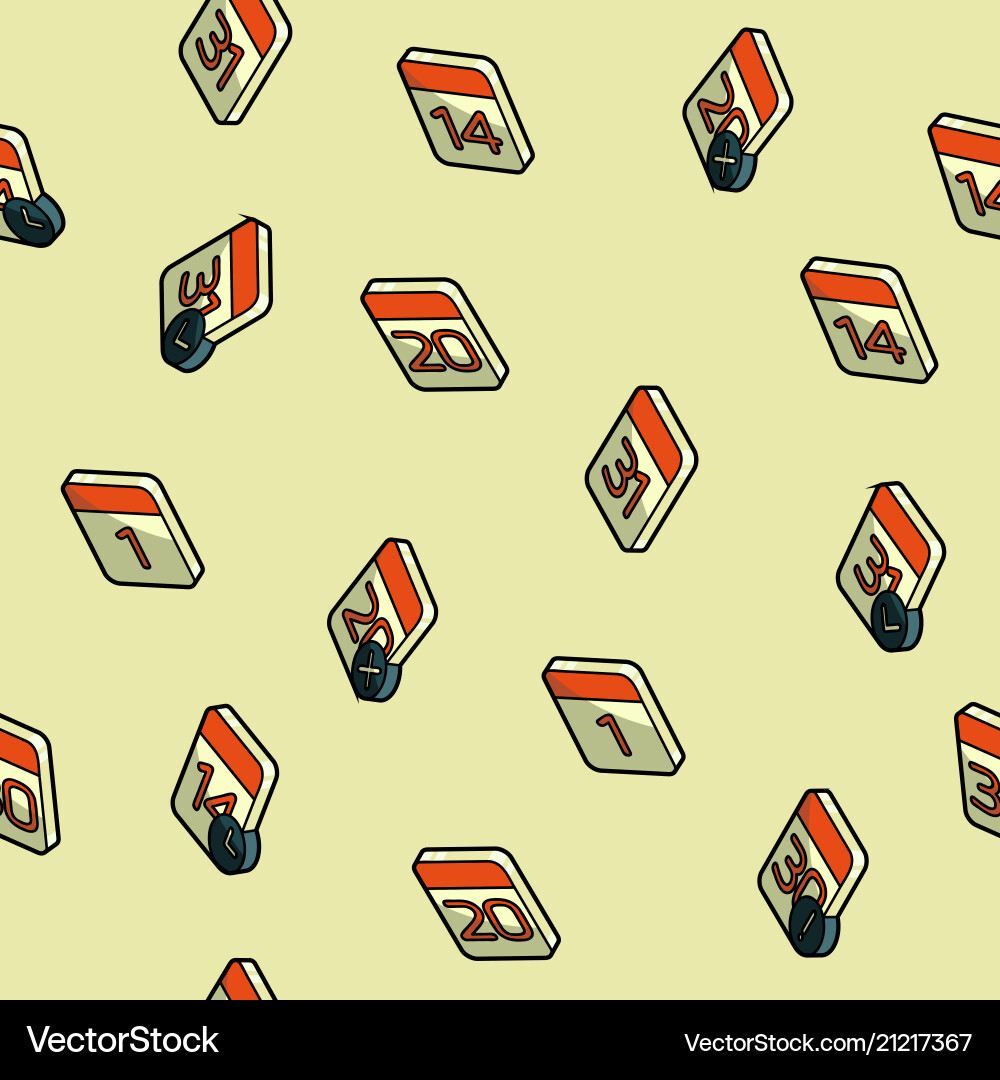 Calendar color outline isometric pattern Calendar color outline isometric pattern vector image