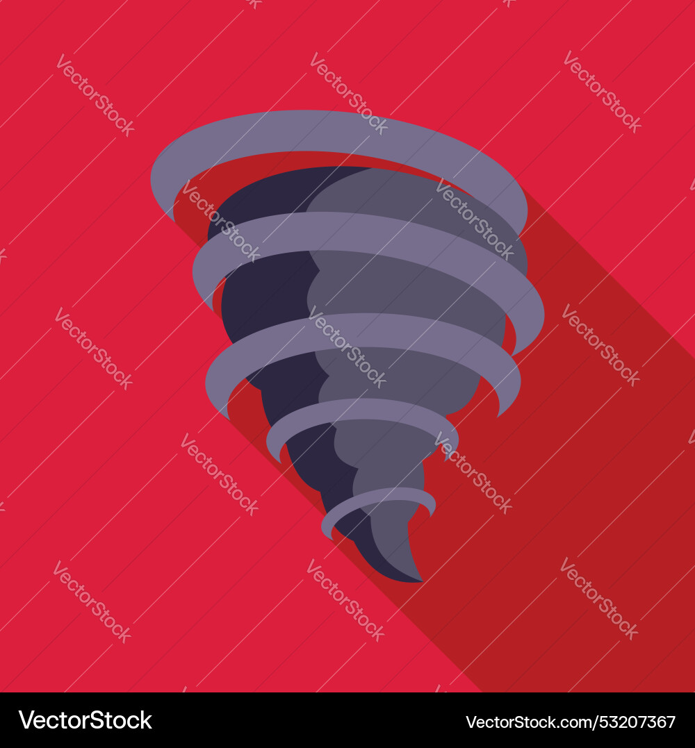 Grey tornado rotating with long shadow on red Grey tornado rotating with long shadow on red vector image