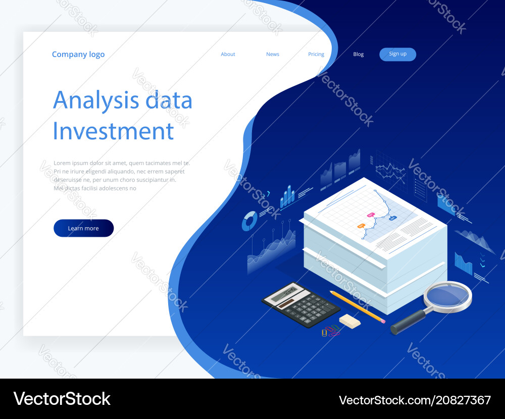 Isometric analysis data and investment stack Isometric analysis data and investment stack vector image