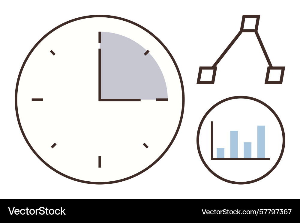 Time management with clock data graph and flow vector image