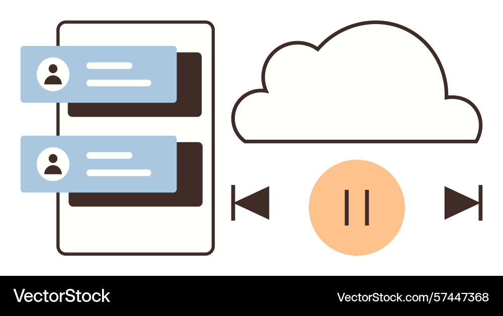 Cloud media streaming with messaging interface Cloud media streaming with messaging interface vector image