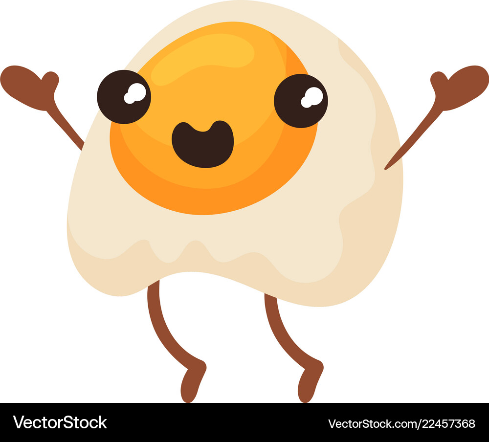 Cute fried egg with smiling face funny fast food – Royalty-Free Vector |  VectorStock, image size:1000x904