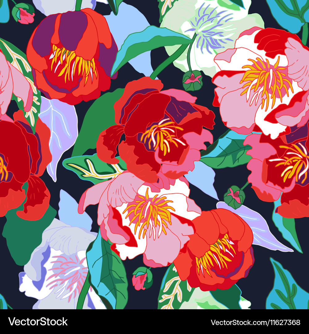 Elegant Red Floral Pattern vector image
