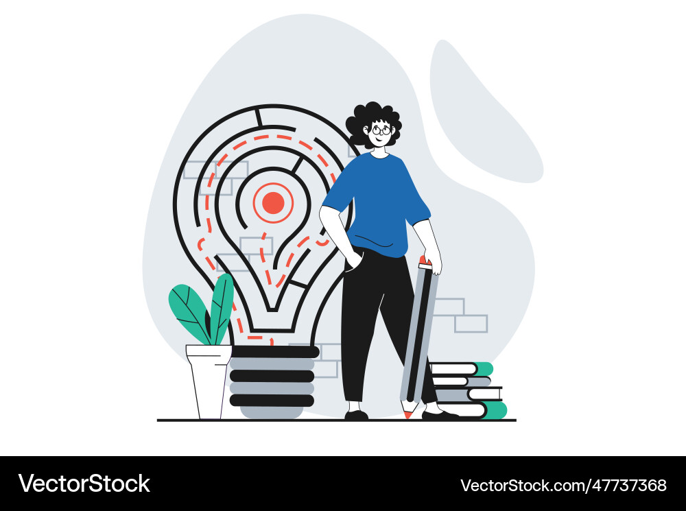 Finding solution concept with people scene in flat Finding solution concept with people scene in flat Vector Image