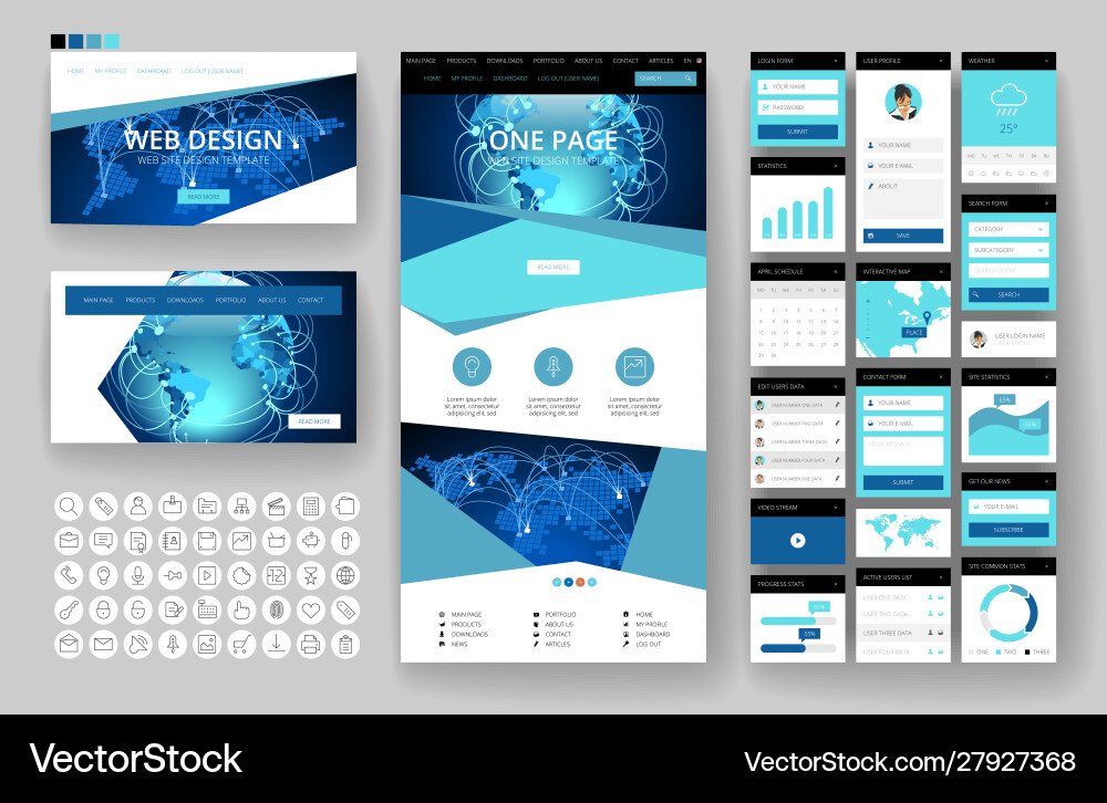 Modern Website Header & Interface Elements vector image