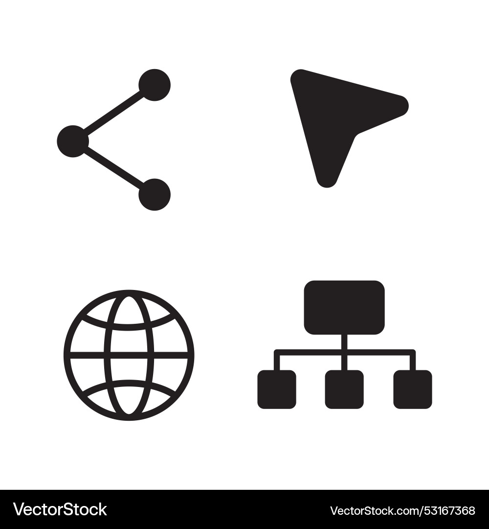 Navigation and network icons share connection vector image