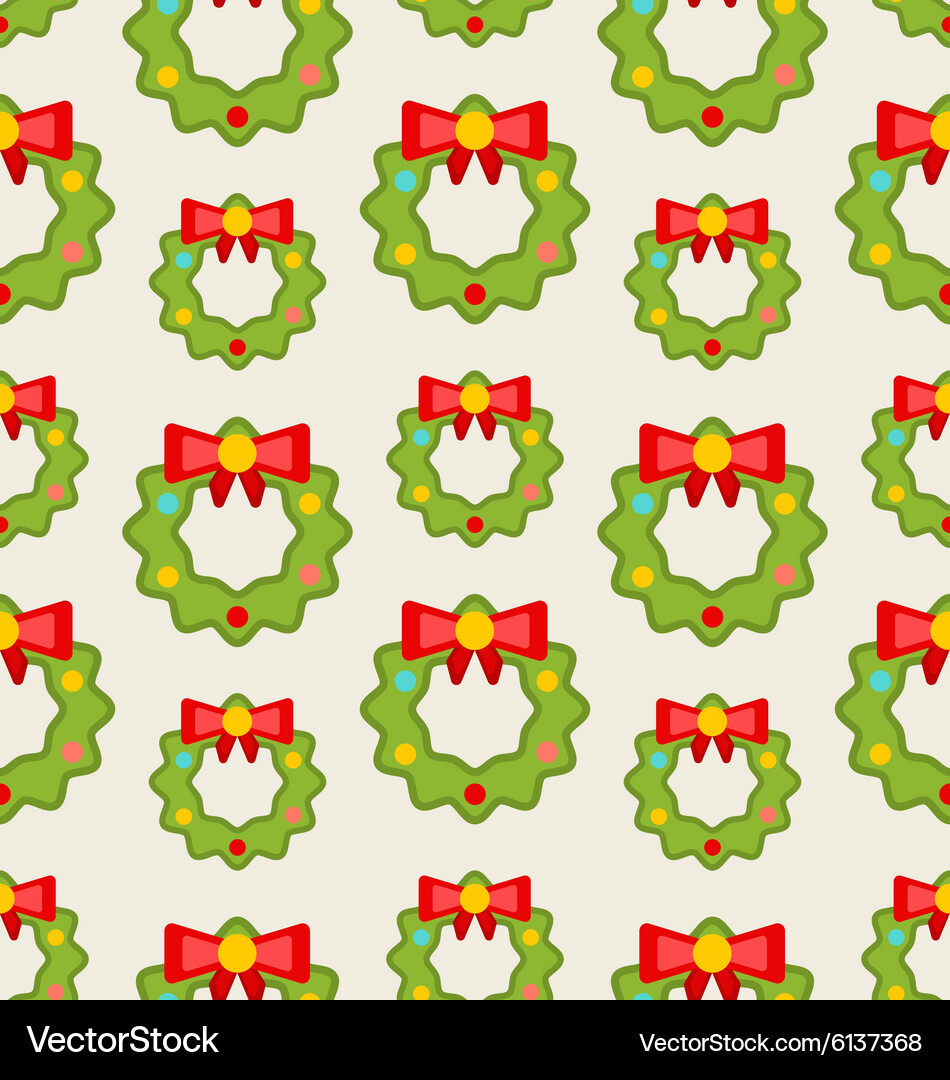 Seamless pattern with christmas wreathes Vector Image