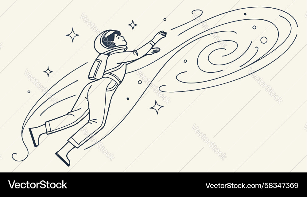 Astronaut Floating in Space Vector Image