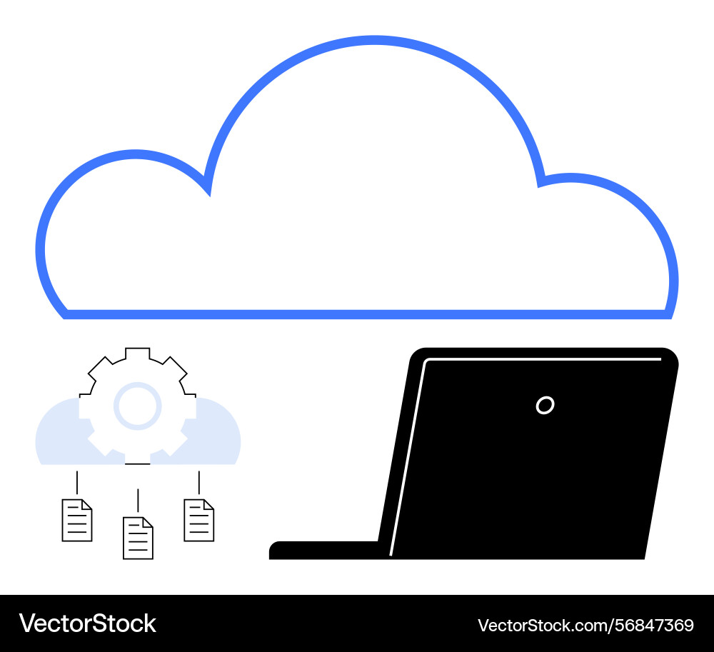 Cloud computing concept with data transfer gear Cloud computing concept with data transfer gear vector image