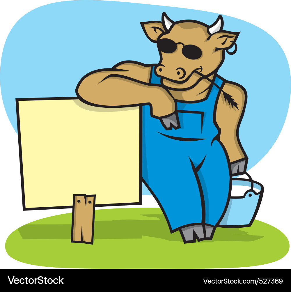 Cool Bull with Message Board Vector Image