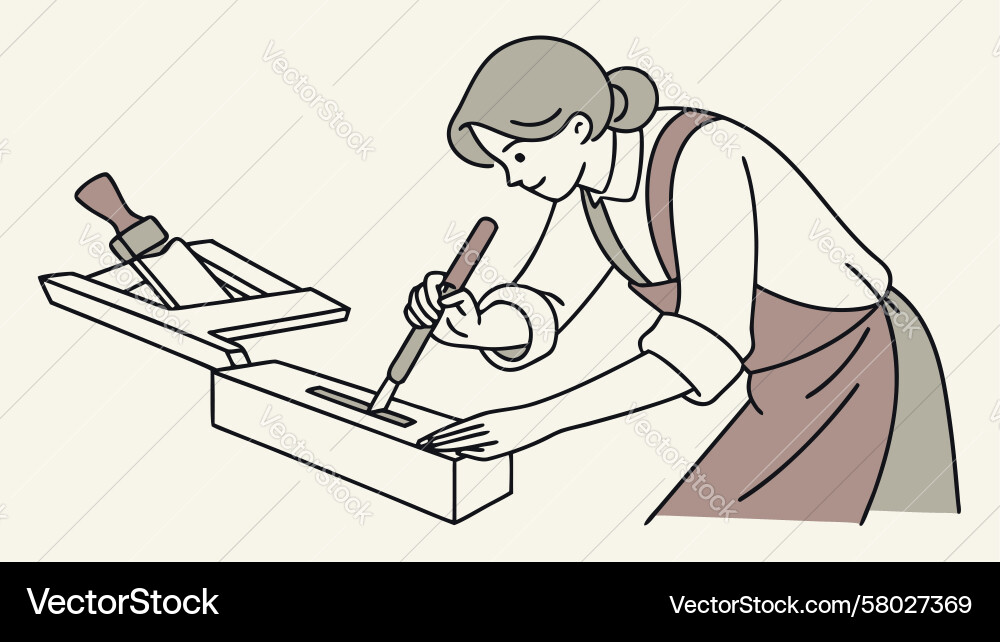Draftsman Measuring with Ruler Vector Image
