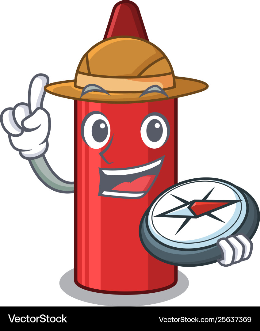 Explorer rote Crayon in einem Cartoonbeutel Explorer rote Crayon in einem Cartoonbeutel vektorbild