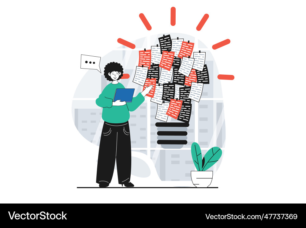 Finding solution concept with people scene in flat Vector Image