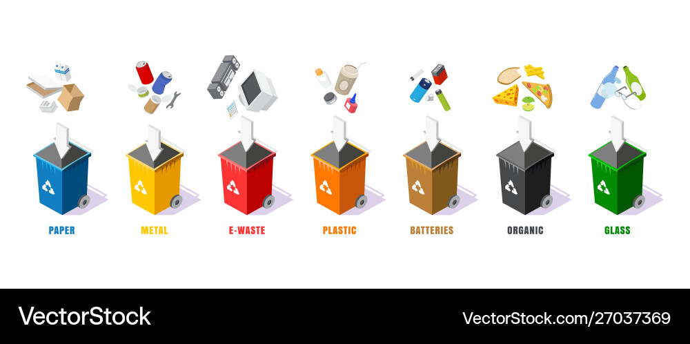 Garbage containers in different colors Garbage containers in different colors vector image