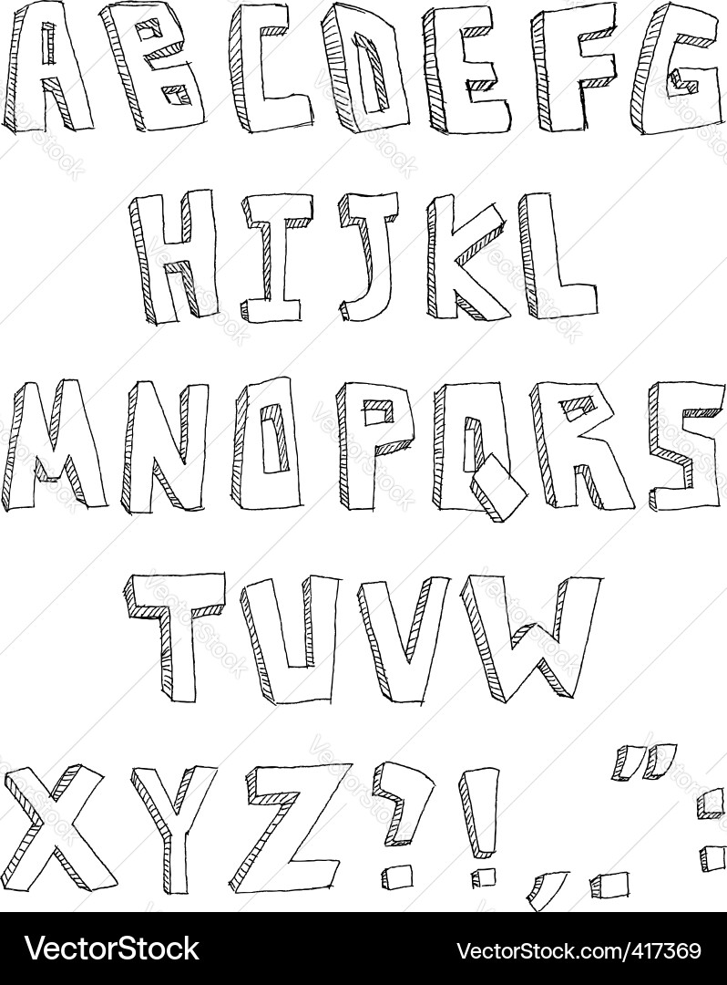 Hand drawn alphabet Vector Image