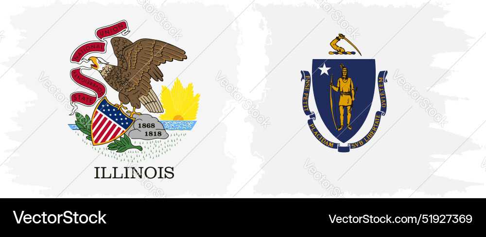 Massachusetts und illinois Zustände grunge Pinsel Massachusetts und illinois Zustände grunge Pinsel vektorbild