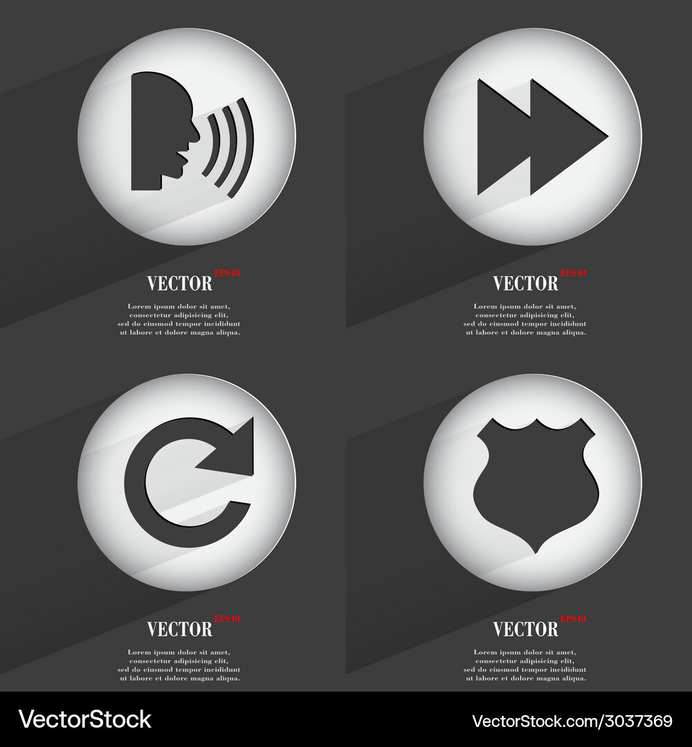 Set of 4 flat buttons icons with shadows Vector Image
