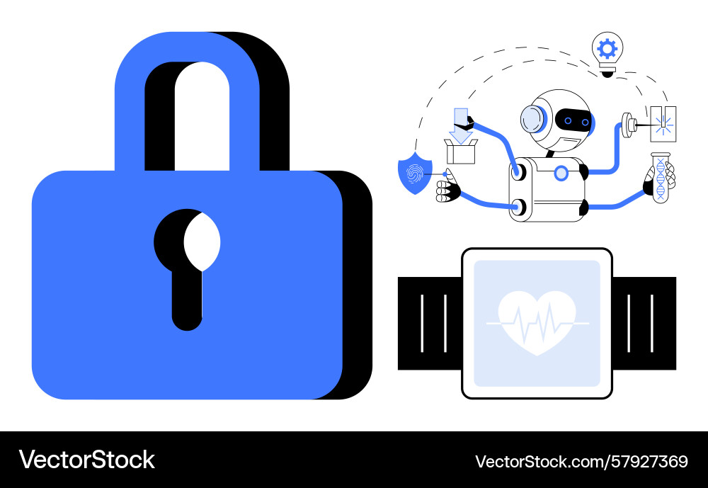 Smart technology integration with security lock Smart technology integration with security lock Vector Image