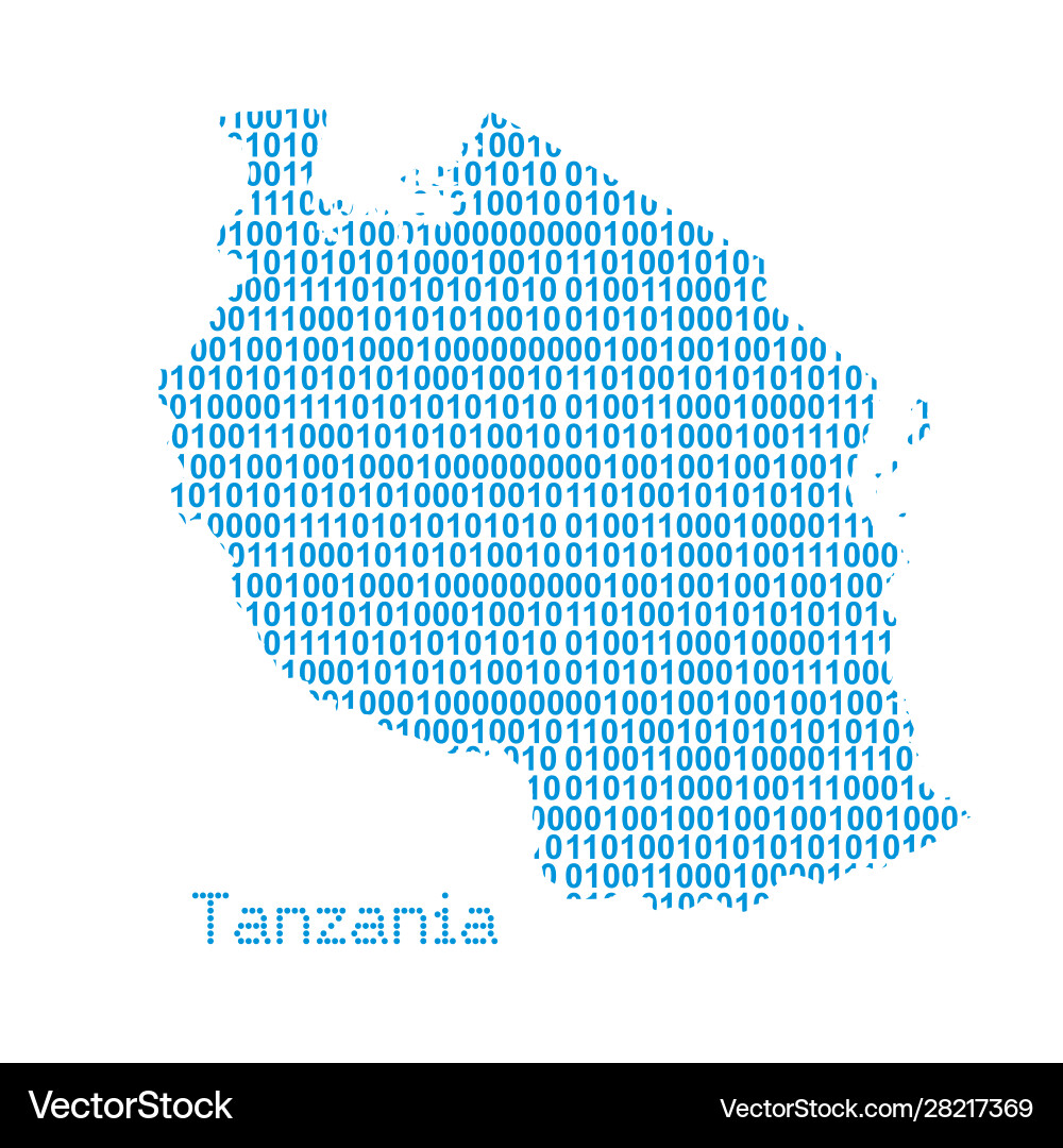 Tanzania Map - Binary Code Vector Image