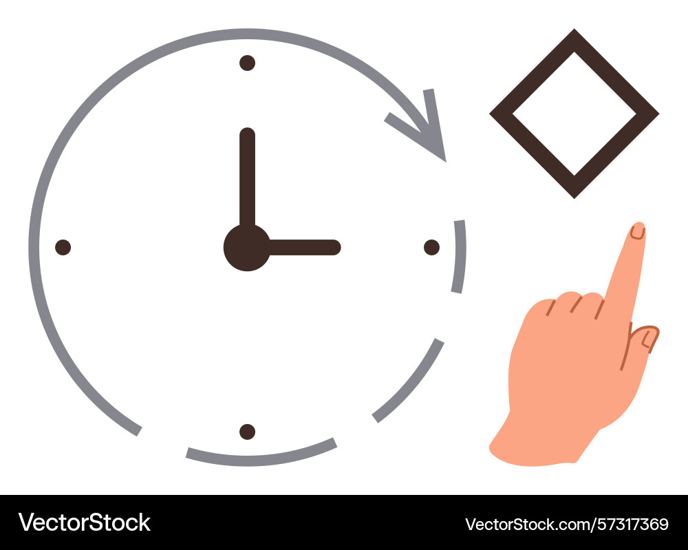 Time management concept with clock arrow Time management concept with clock arrow Vector Image
