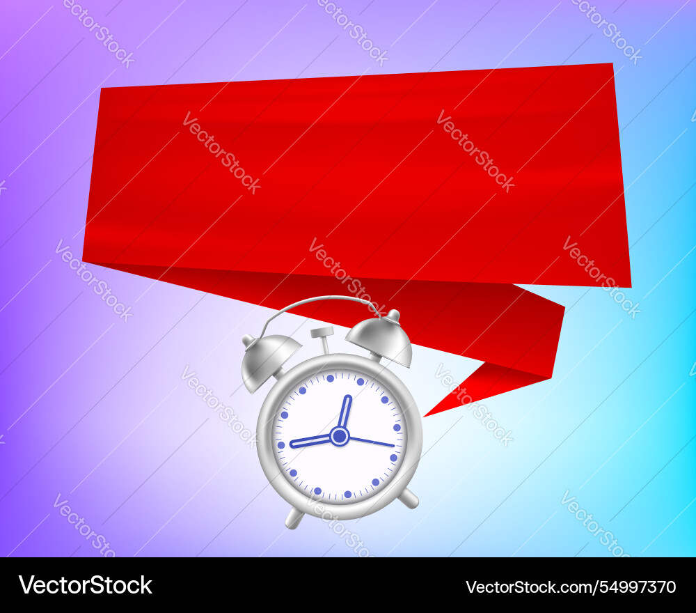 Alarm clock on a background of empty banner vector image