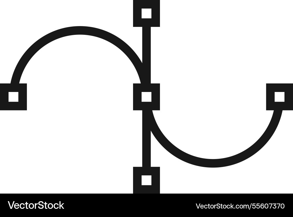 Bezier curve flat line web icon concept Bezier curve flat line web icon concept vector image
