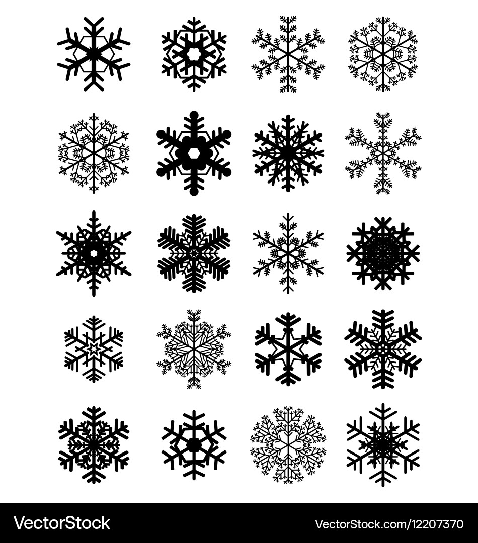 Black Snowflake Collection vector image