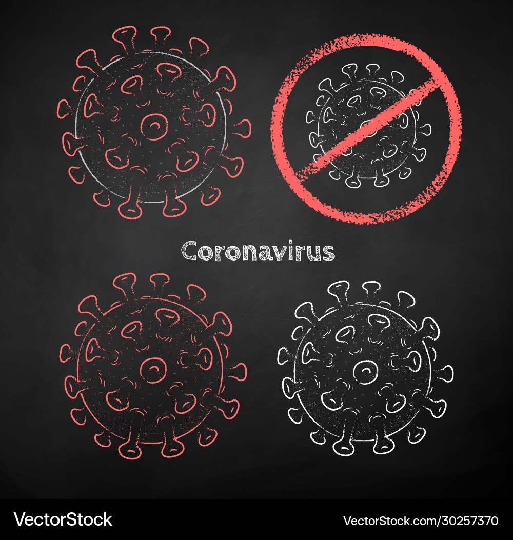 Coronavirus chalk drawn collection Coronavirus chalk drawn collection vector image