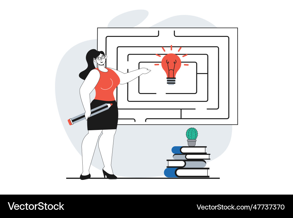 Finding solution concept with people scene in flat Finding solution concept with people scene in flat vector image