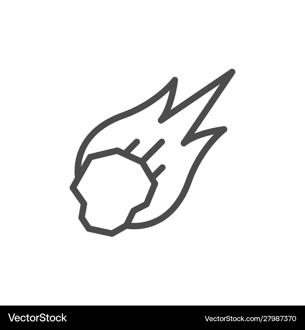 Flaming space object line outline icon Vector Image