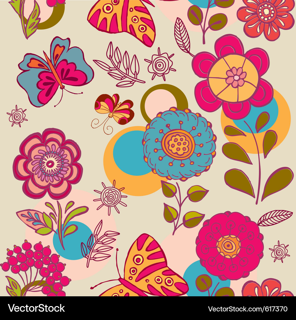 Floral Retro Pattern Vector Image