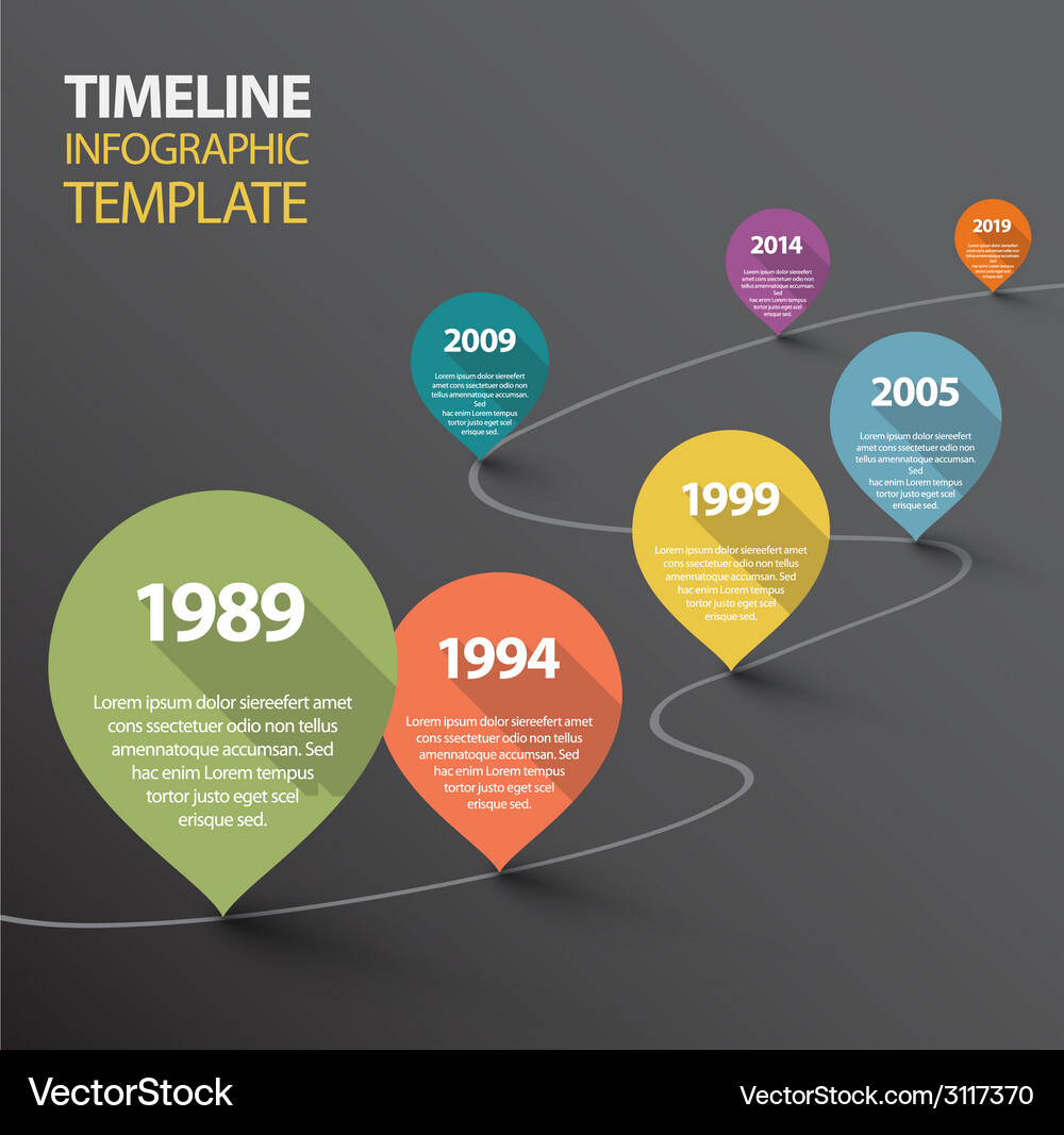 Infographic dark timeline template with pointers Vector Image
