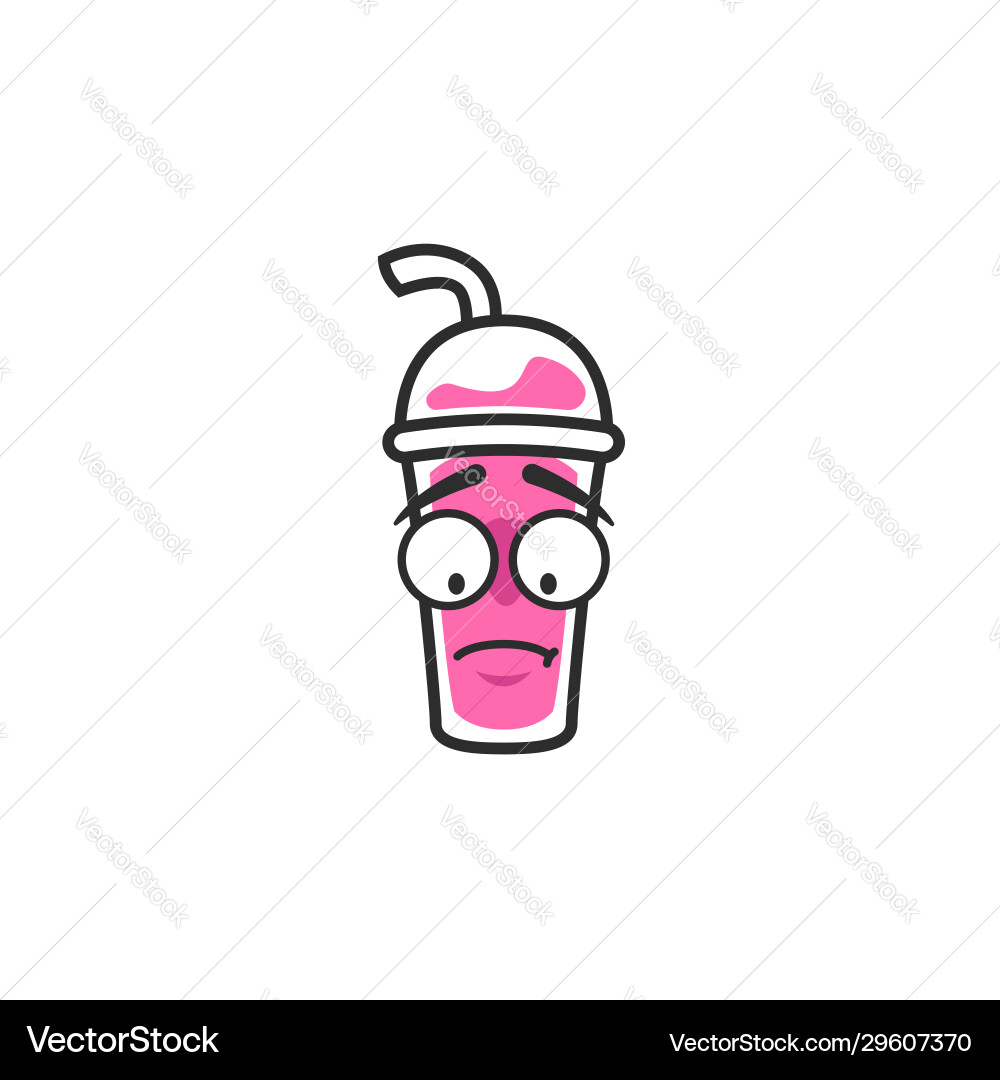 Sad sorry face expression cup takeaway drink Sad sorry face expression cup takeaway drink Vector Image