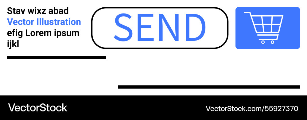Shopping cart and send button in minimalist Shopping cart and send button in minimalist vector image
