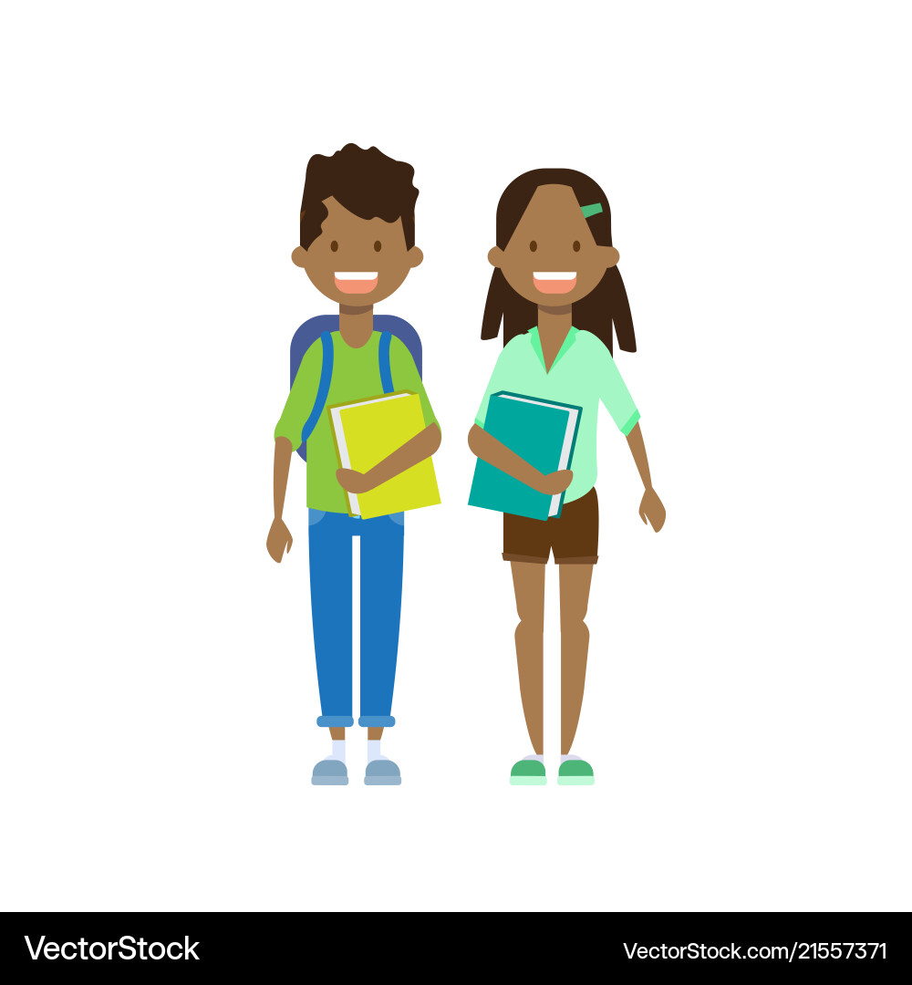 Afrikanische Jungen Mädchen Schwester Bruder mit Büchern voll Afrikanische Jungen Mädchen Schwester Bruder mit Büchern voll vektorbild