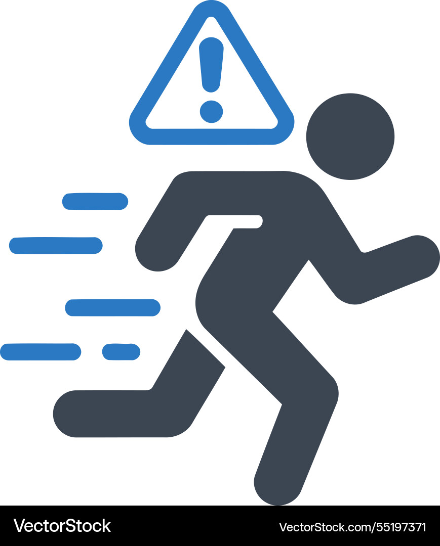 Running with warning icon vector image