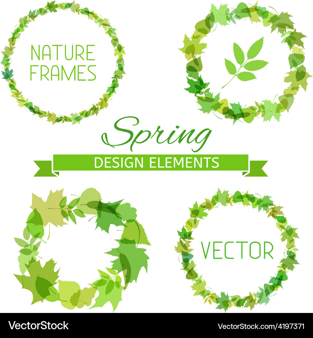 Set of spring frames on white background Vector Image