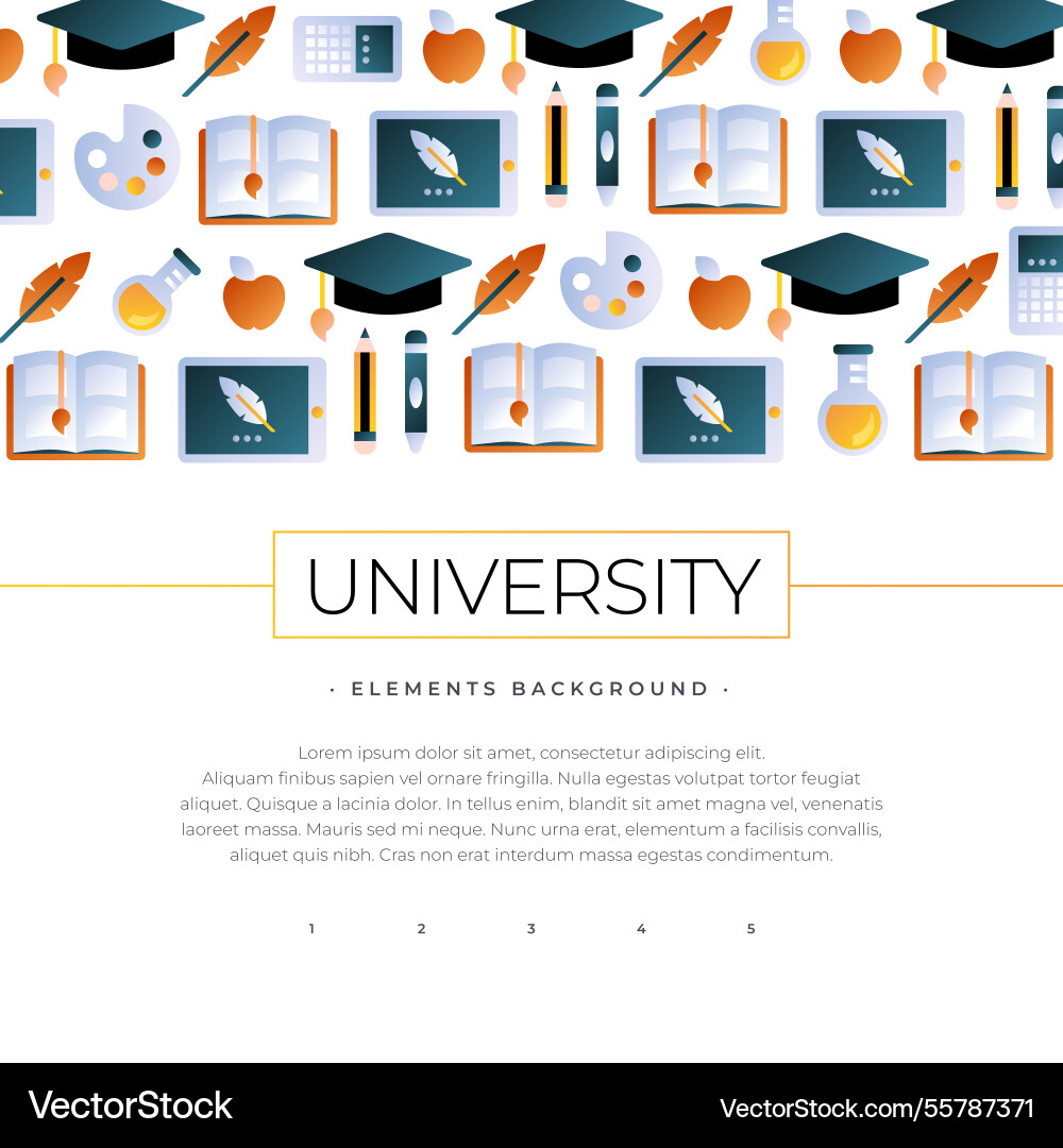 University elements background in flat style Vector Image