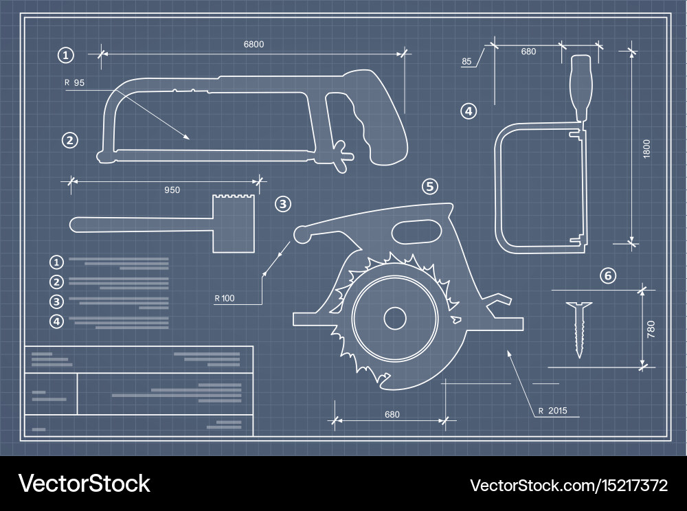 Blueprint building tool set drawing plan layout Vector Image