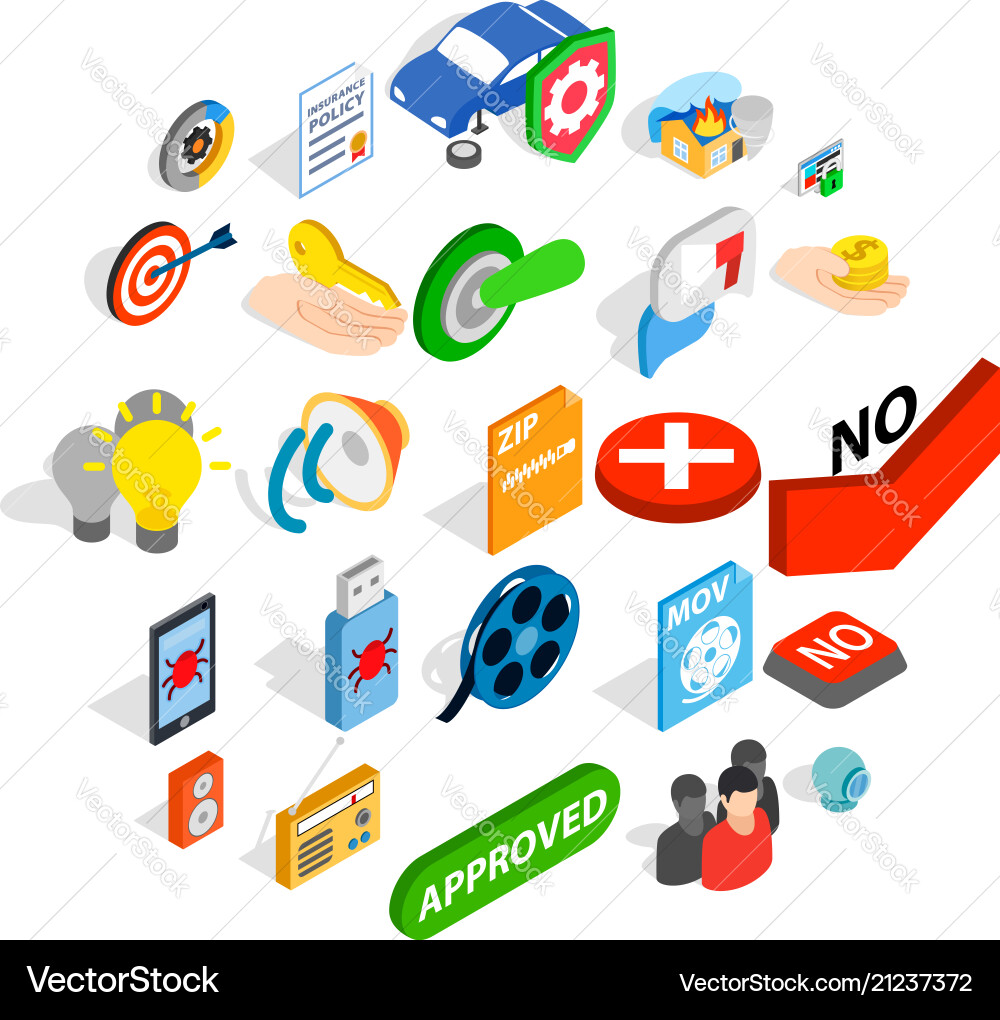 Computer Security Icon Set - Isometric vector image