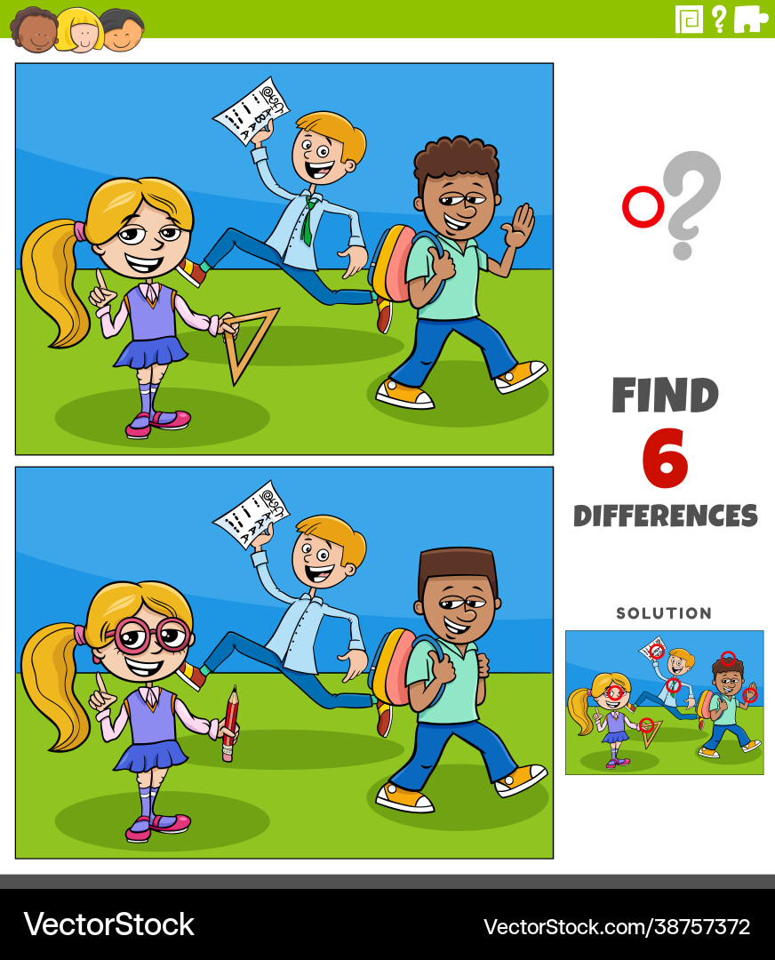 Differences educational game with elementary age Vector Image