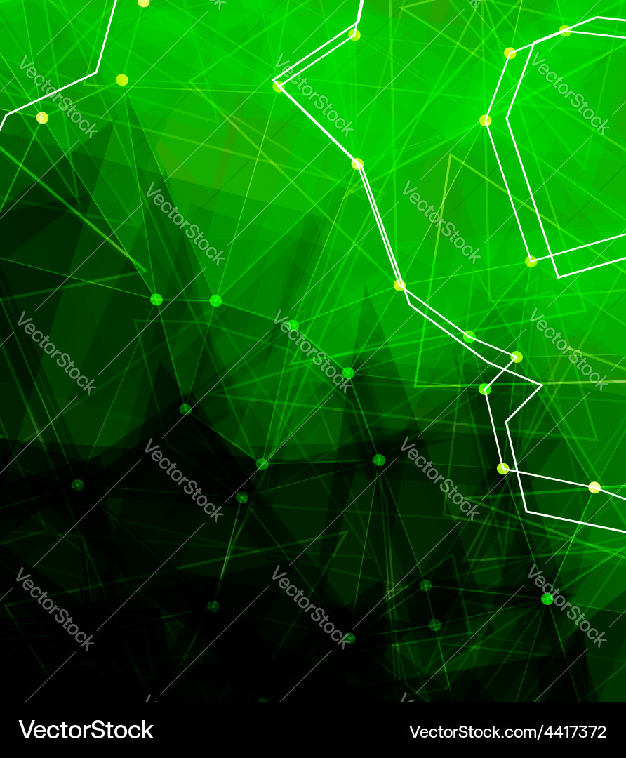 Dots with connections triangles light background vector image