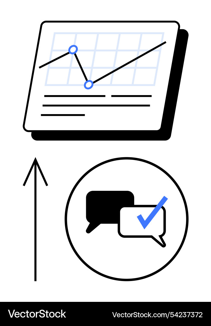 Graph with upward trend and communication bubbles Graph with upward trend and communication bubbles vector image