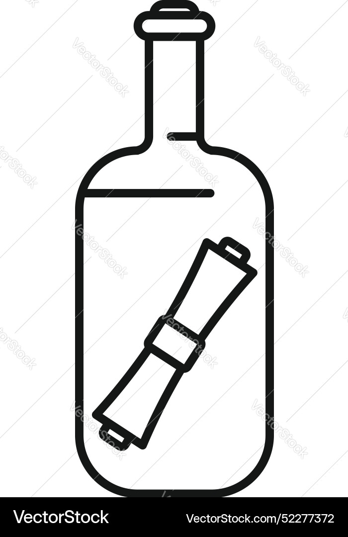 Message in a bottle with cork minimalist outline Message in a bottle with cork minimalist outline vector image