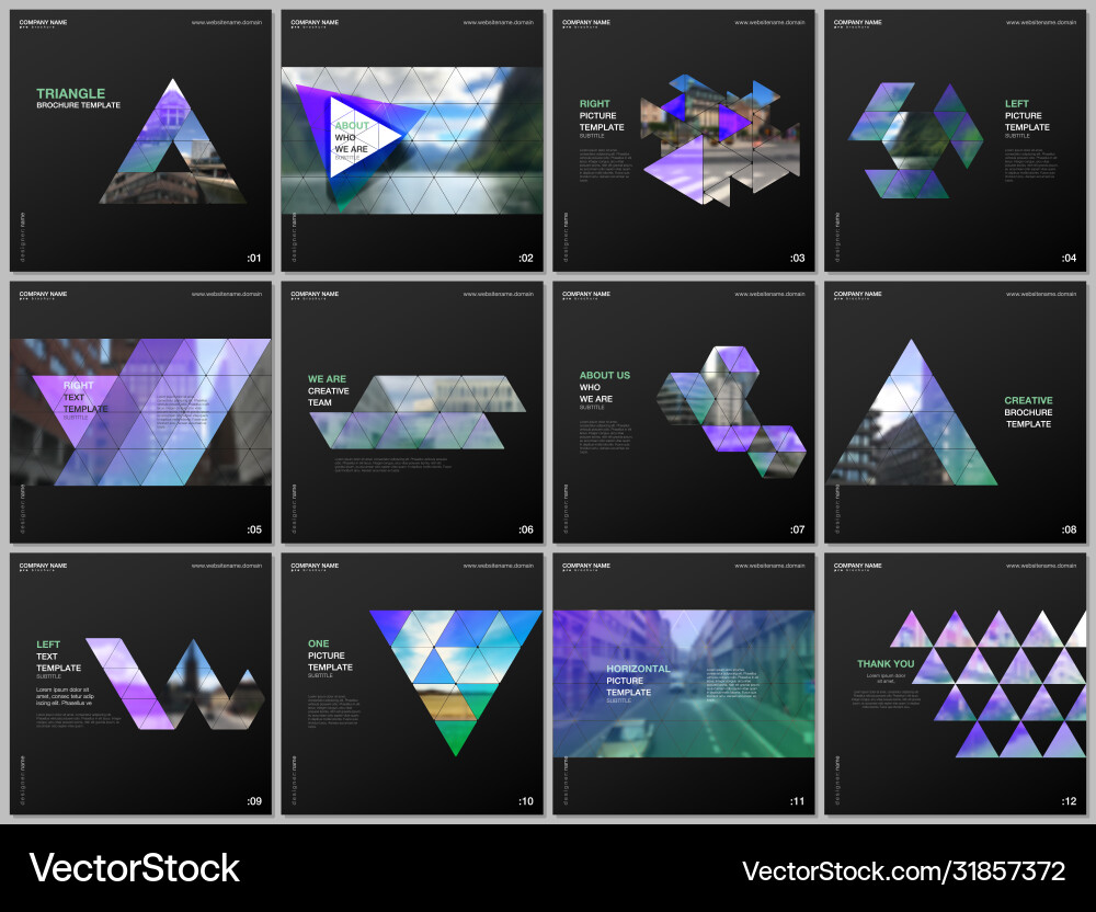 Minimal brochure templates with triangular design Minimal brochure templates with triangular design vector image