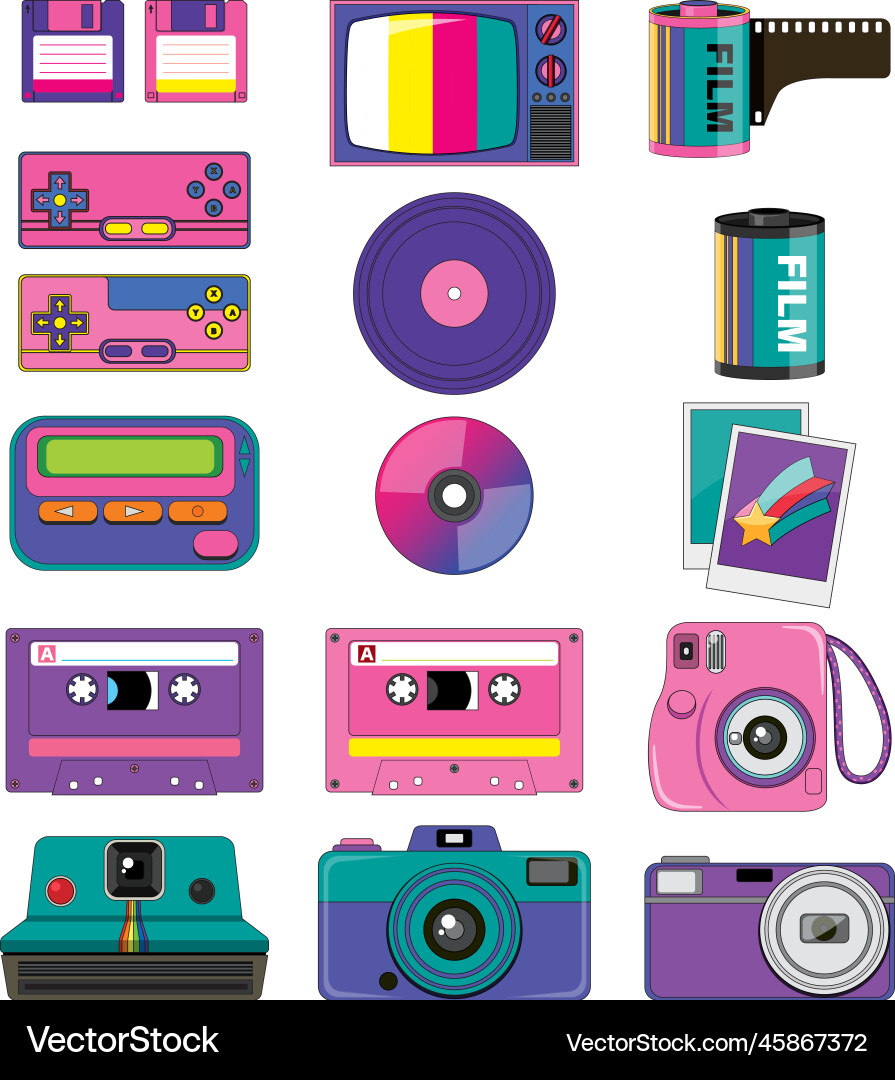 Retro Objekte und Elemente Set Retro Objekte und Elemente Set vektorbild