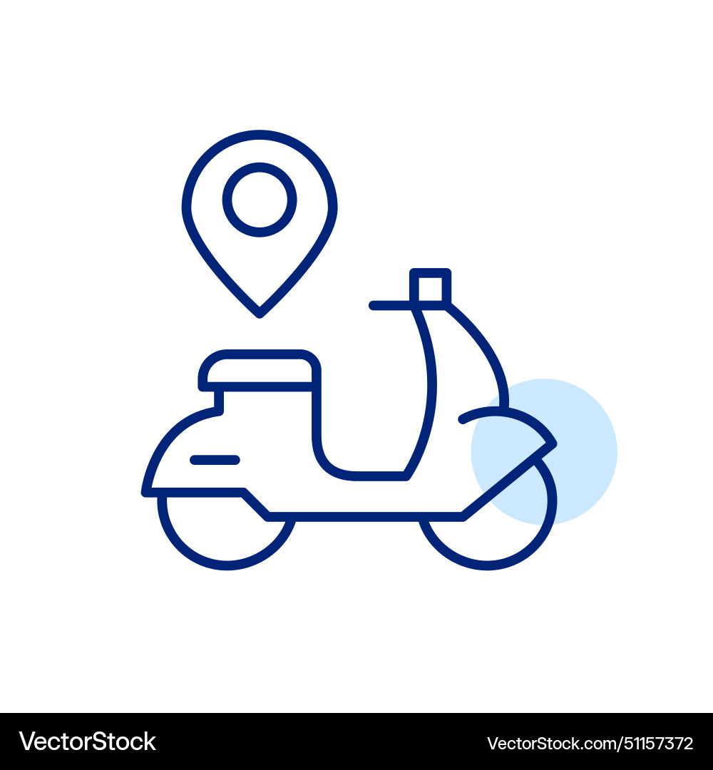 Retro scooter and map pointer rental location Vector Image