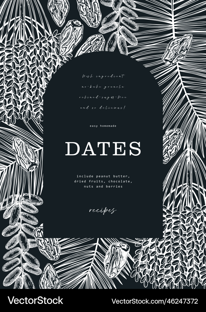 Sketched frame design with date palm leaves Sketched frame design with date palm leaves vector image