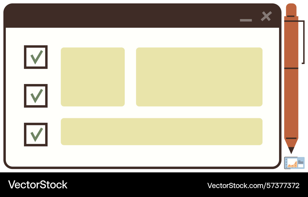 Task checklist on screen with checkmarks and notes Vector Image